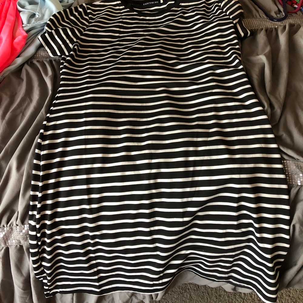 Black and white striped dress